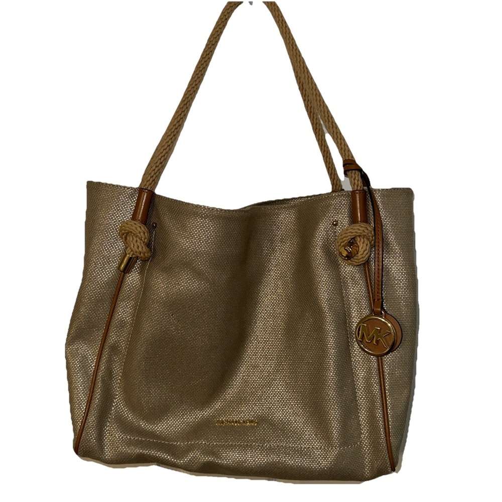 MICHAEL KORS Tote Bag Gold Shoulders Bag Purse